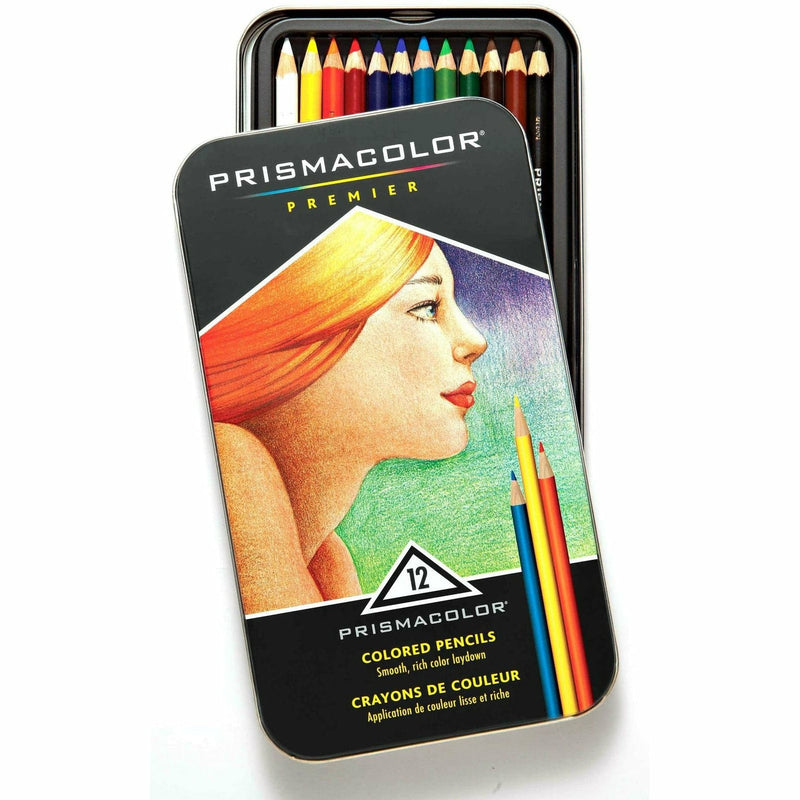Dark Slate Gray Prismacolor Coloured Pencils Tin 12 Colours Pencils