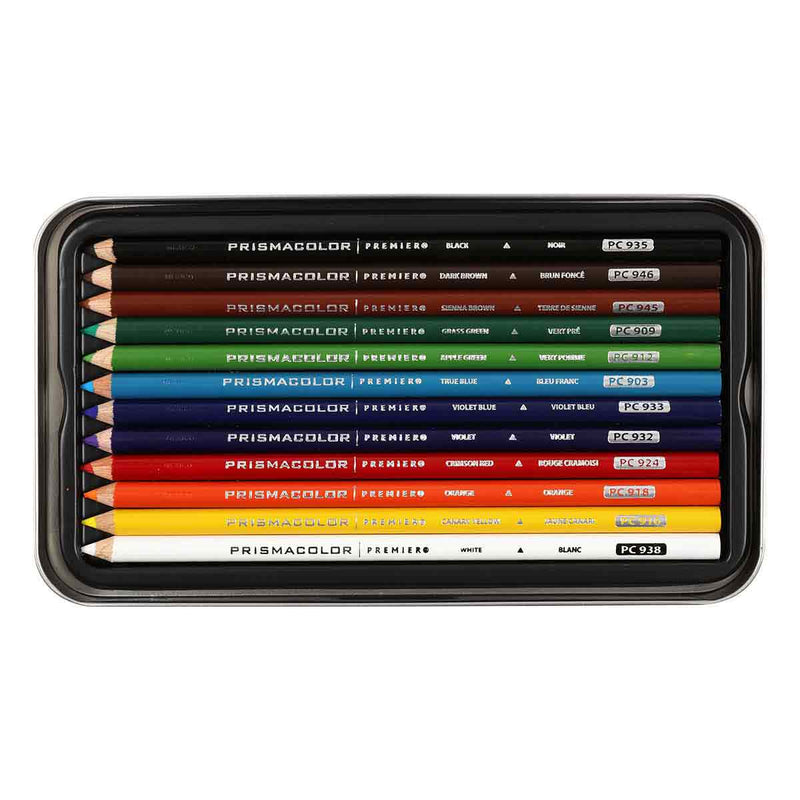Dark Salmon Prismacolor Coloured Pencils Tin 12 Colours Pencils