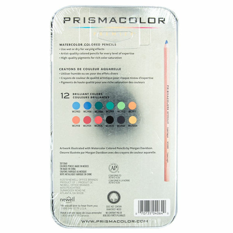 Light Gray Prismacolor Watercolour Pencils Tin 12 Colours Pencils