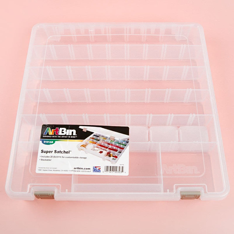 Pink ArtBin Super Satchel Slim 8-28 Compartments -15.25"X14"X2" Translucent Craft Storage
