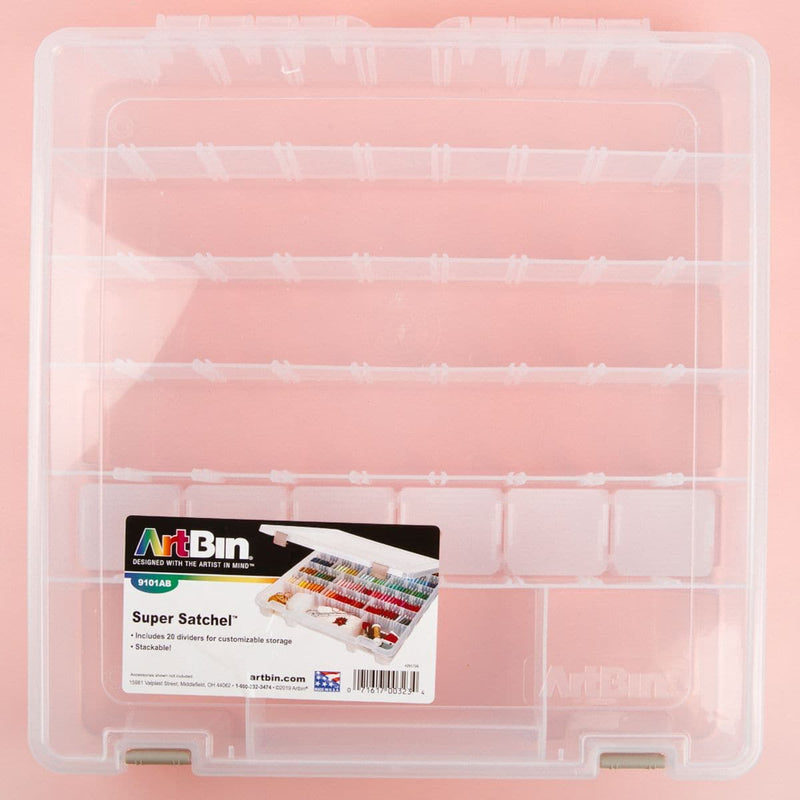 Pink ArtBin Super Satchel Slim 8-28 Compartments -15.25"X14"X2" Translucent Craft Storage