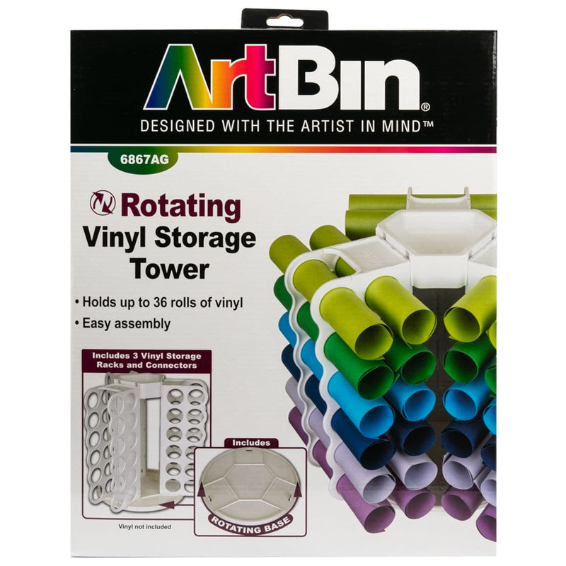 Black ArtBin Rotating Vinyl Storage Tower-Holds 36 Craft Storage
