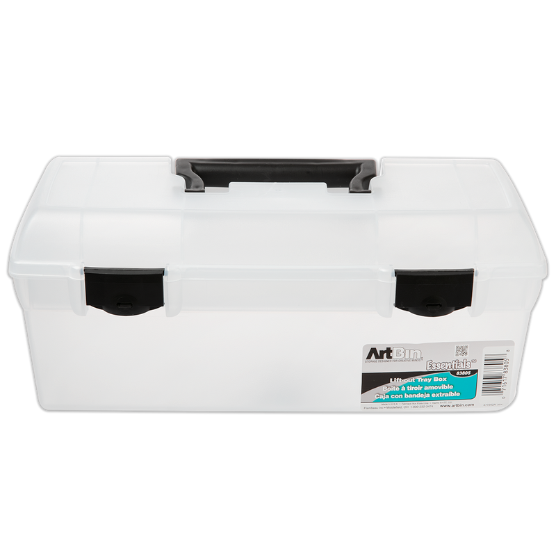 Lavender ArtBin Essentials Lift-Out Box W/Handle-13"X6"X5.625" Translucent W/Black Craft Storage