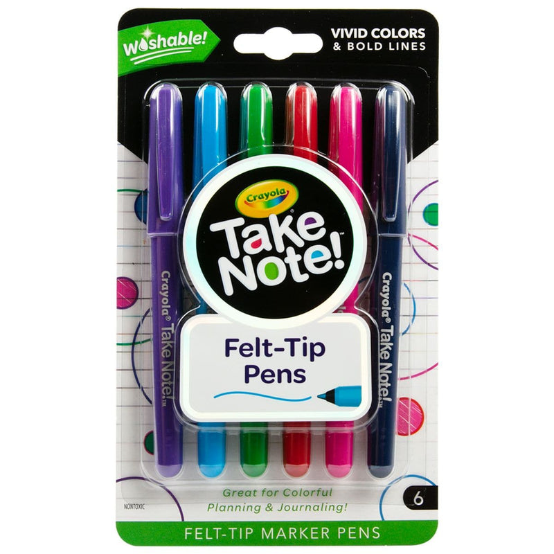 Light Gray Crayola Take Note! 6 Washable Fine Point Felt Tip Pens Kids Markers
