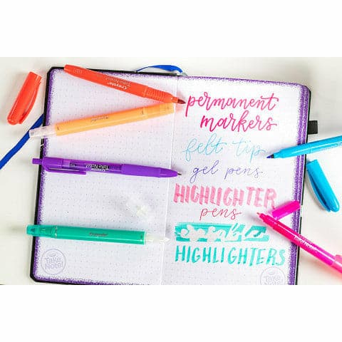 Lavender Crayola Take Note! 6 Dual-Ended Highlighter Pens Kids Markers