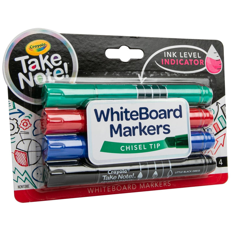 Sea Green Crayola Take Note! 4 ct Chisel Tip Whiteboard Markers (Black,Blue,Red,Green) Kids Markers