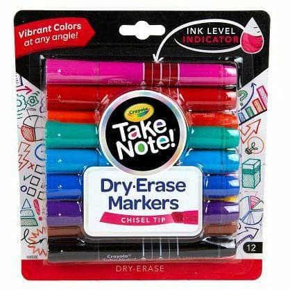 Deep Pink Crayola Take Note! 12 ct Chisel Tip Whiteboard Markers (Multiple Colours) Kids Markers