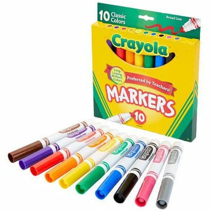 Gold Crayola 10 Broadline Markers Classic Colors Kids Markers