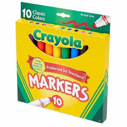 Gold Crayola 10 Broadline Markers Classic Colors Kids Markers