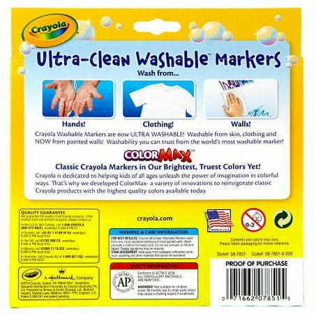 Yellow Crayola Ultra-Clean Classic Washable Marker 10 Colours Kids Markers