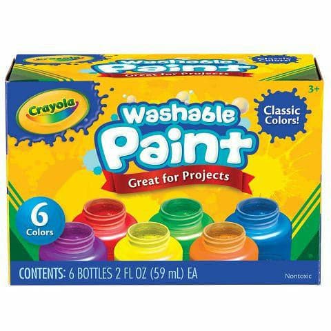 Brown Crayola 6ct Washable Paint Classic Colours Kids Paints