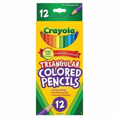 Gold Crayola 12 Full Size Triangular Colored Pencils Kids Pencils