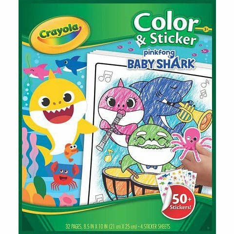 White Smoke Crayola Color & Sticker Book: Baby Shark Kids Activity Books