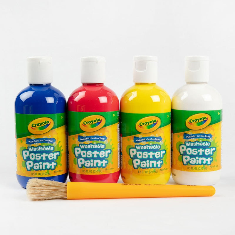 Beige Crayola Paint-A-Pack  (4 x 250ml paints + Big Brush) Classic Colors Kids Paints