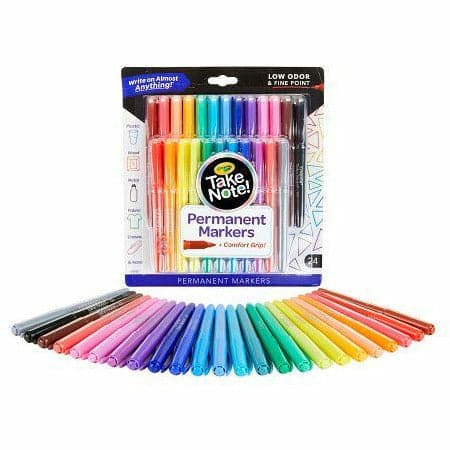 Dark Slate Blue Crayola Take Note! 24 ct Permanent Markers, Fine Point Kids Markers