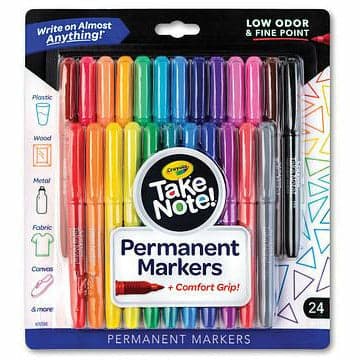 Goldenrod Crayola Take Note! 24 ct Permanent Markers, Fine Point Kids Markers