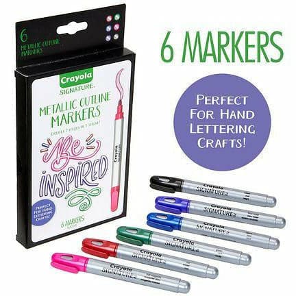 Light Slate Gray Crayola 6 ct Metallic Outline Markers Kids Markers