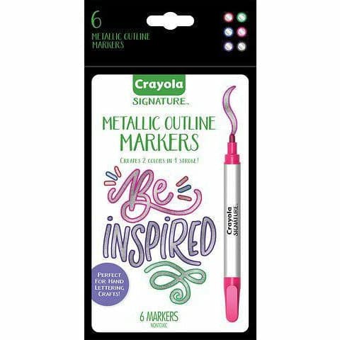 White Smoke Crayola 6 ct Metallic Outline Markers Kids Markers