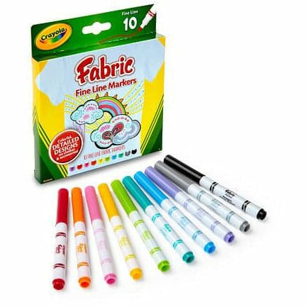 Gold Crayola 10 Fabric Markers Fine Line Kids Markers
