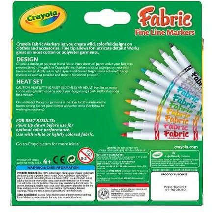 Sea Green Crayola 10 Fabric Markers Fine Line Kids Markers