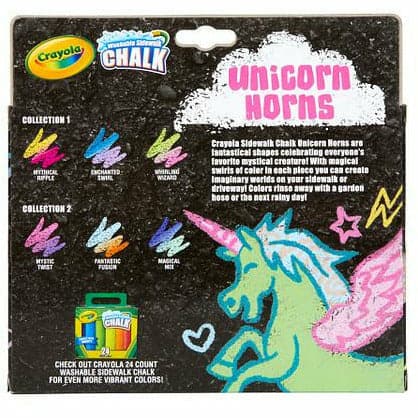 Dark Slate Gray Crayola Sidewalk Chalk Unicorn Horn 3 Pack Kids Chalk and Duster