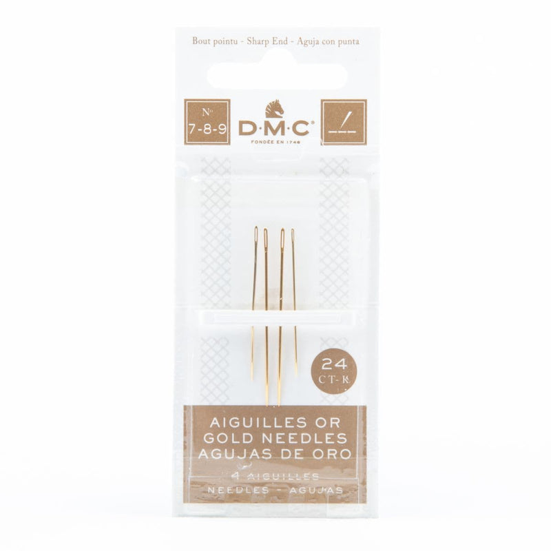 White Smoke DMC 4Pk Gold Embroidery Needles No 7-8-9/ Needlework