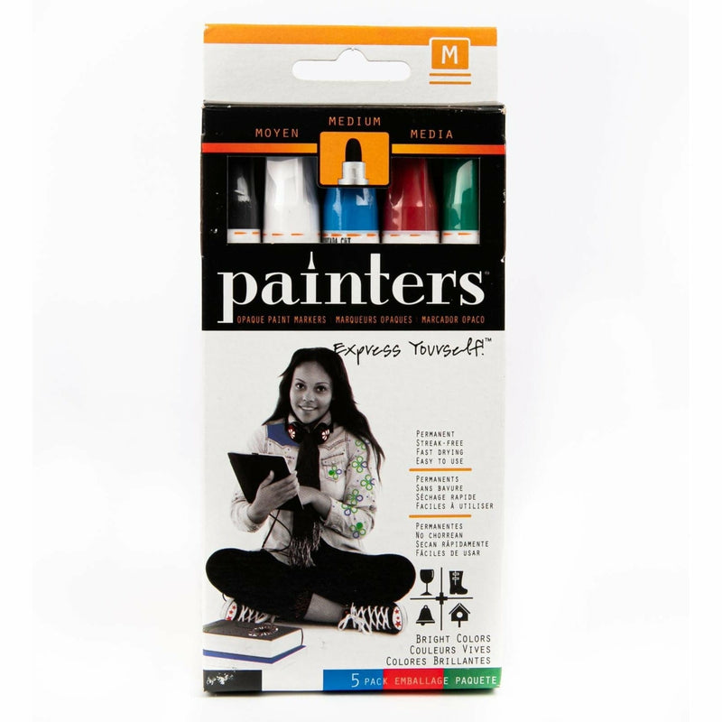 Black Elmer's Painters (R) Opaque Paint Markers 5/Pkg-Brights - Medium Point Pens and Markers