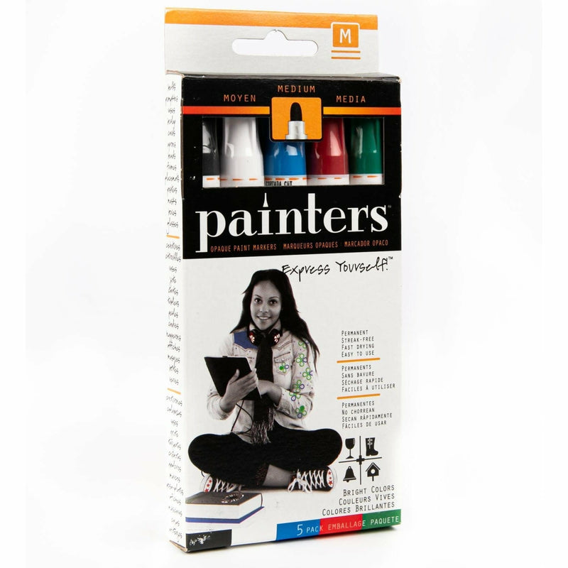 Black Elmer's Painters (R) Opaque Paint Markers 5/Pkg-Brights - Medium Point Pens and Markers