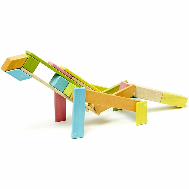 Light Gray Tegu - Magnetic Wooden Blocks Tints 24 piece Kids Educational Games and Toys