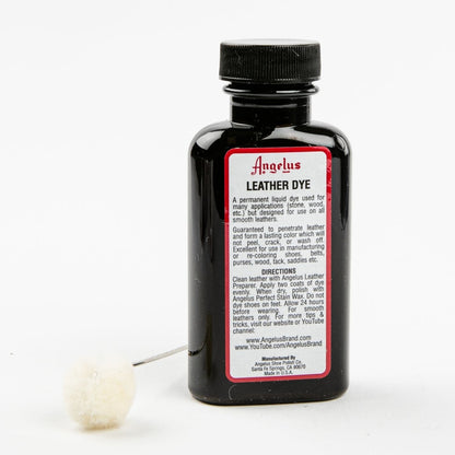 Black Angelus Leather Dye Jet Black #002 3Oz/88.72Ml Leather Dyes