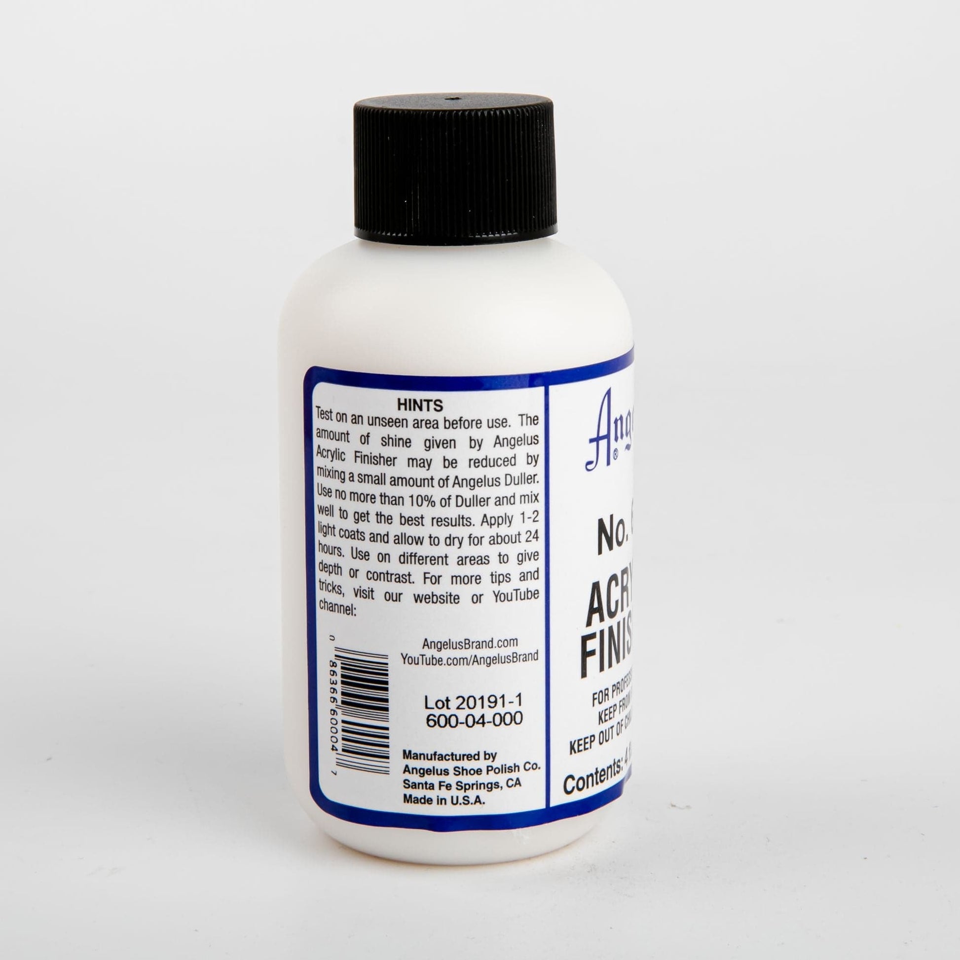 Gray Angelus Acrylic Flexible Clear Finish #600 (4 Oz) 118Ml Leather Paint Mediums