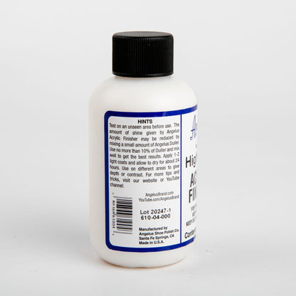 Gray Angelus Acrylic Clear Finish Hi Gloss #610 (4 Oz) 118Ml Leather Paint Mediums