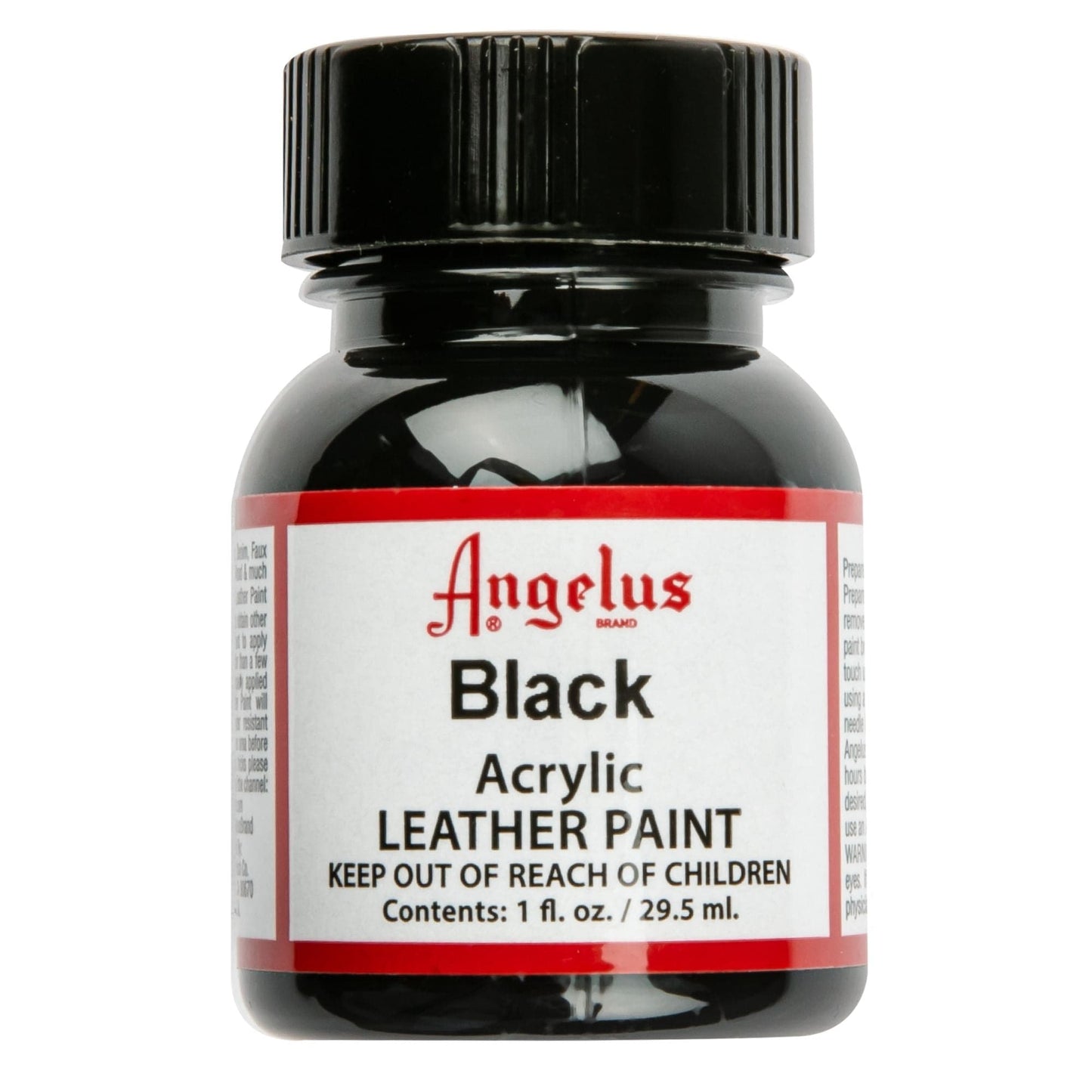 Beige Angelus Acrylic Paint Black #001 29Ml Use On Leather, Vinyl Or Fabric Leather Paints