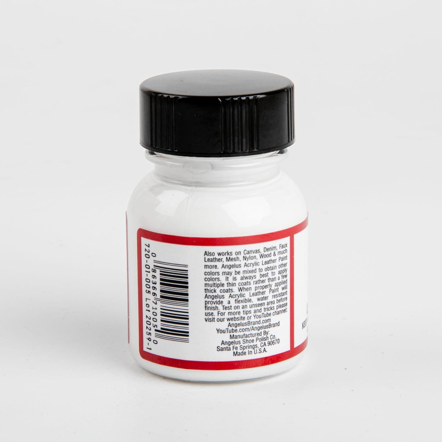 Brown Angelus Acrylic Paint White #005 29Ml Use On Leather, Vinyl Or Fabric Leather Paints