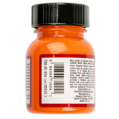 Dark Orange Angelus Acrylic Paint Orange #024 29Ml Use On Leather, Vinyl Or Fabric Leather Paints