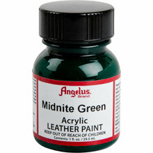 Black Angelus Acrylic Paint Midnite Green #052 29Ml Use On Leather, Vinyl Or Fabric Leather Paints