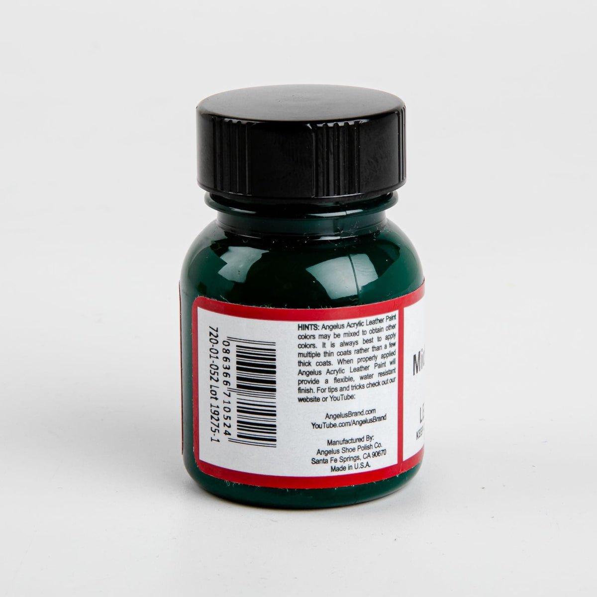 Black Angelus Acrylic Paint Midnite Green #052 29Ml Use On Leather, Vinyl Or Fabric Leather Paints