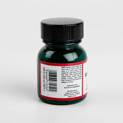 Black Angelus Acrylic Paint Midnite Green #052 29Ml Use On Leather, Vinyl Or Fabric Leather Paints