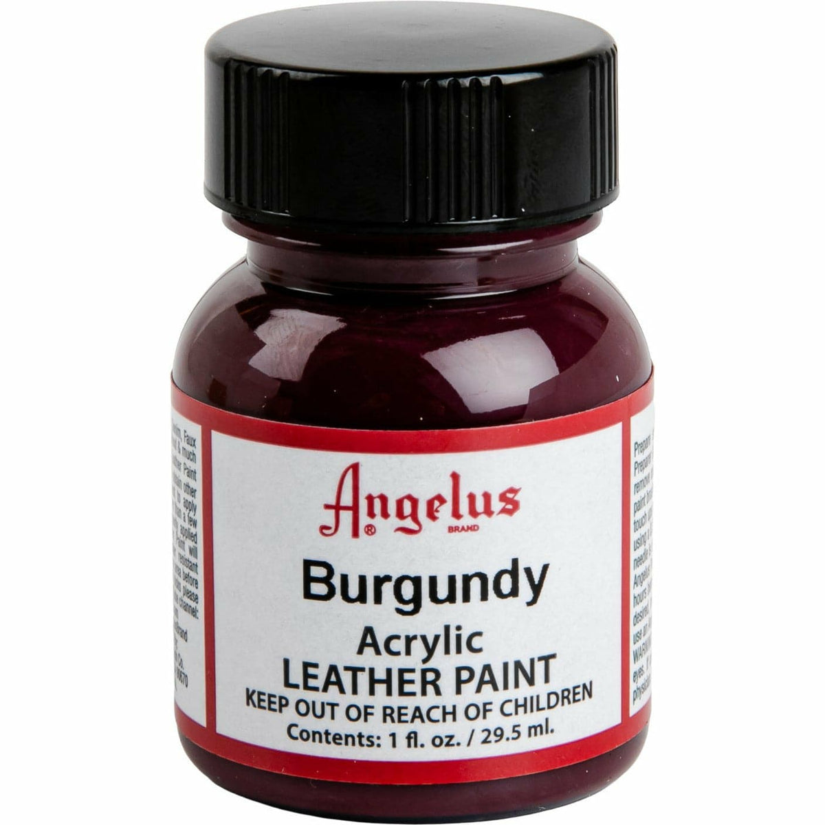 Black Angelus Acrylic Paint Burgundy #060 29Ml Use On Leather, Vinyl Or Fabric Leather Paints