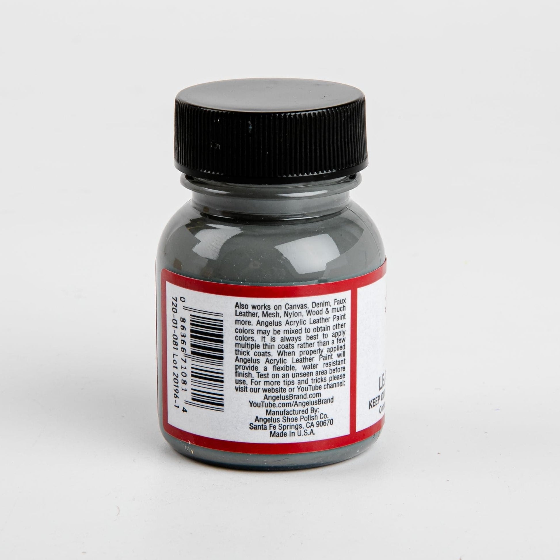 Dim Gray Angelus Acrylic Paint Grey #081 29Ml Use On Leather, Vinyl Or Fabric Leather Paints