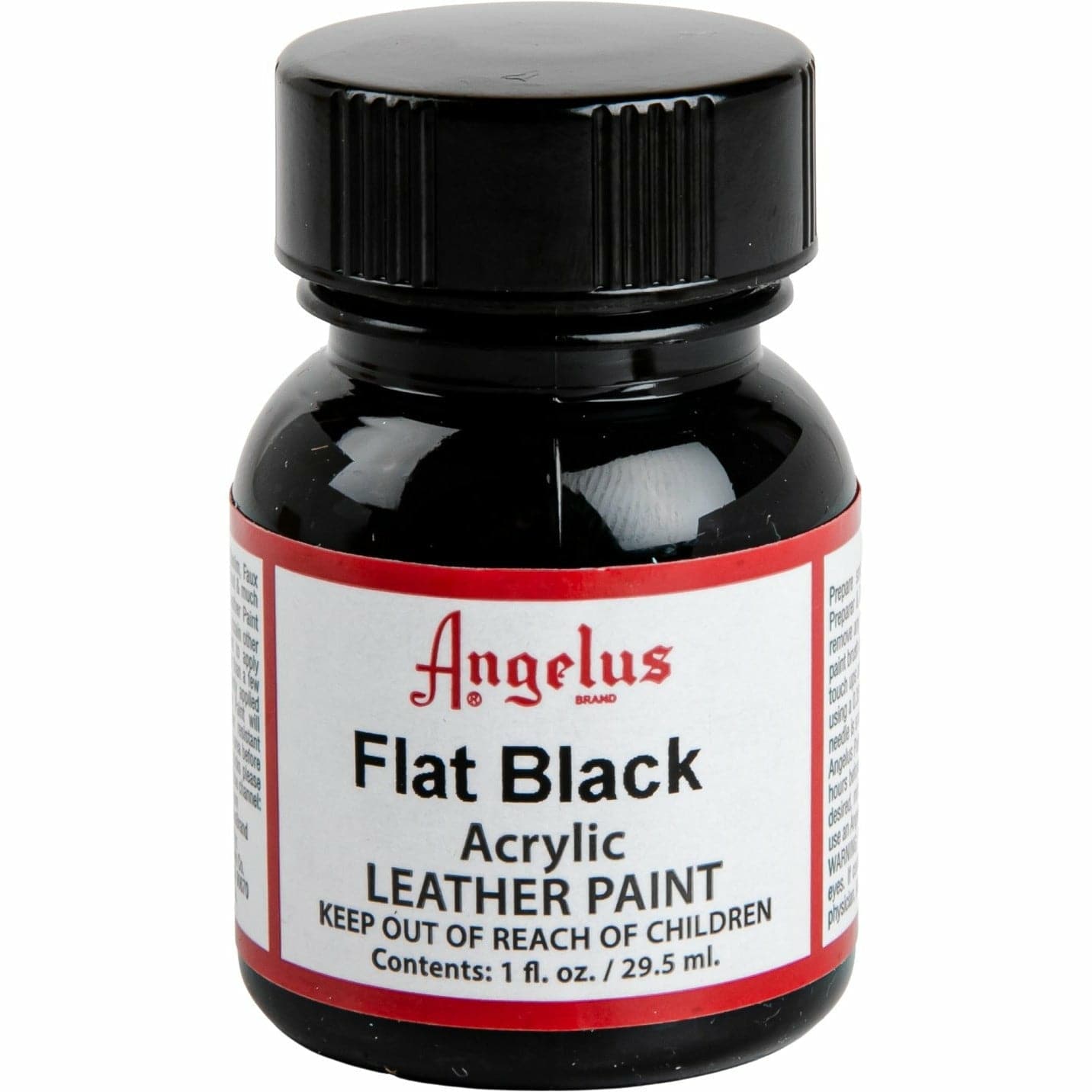 Black Angelus Acrylic Paint Flat Black #101 29Ml Use On Leather, Vinyl Or Fabric Leather Paints