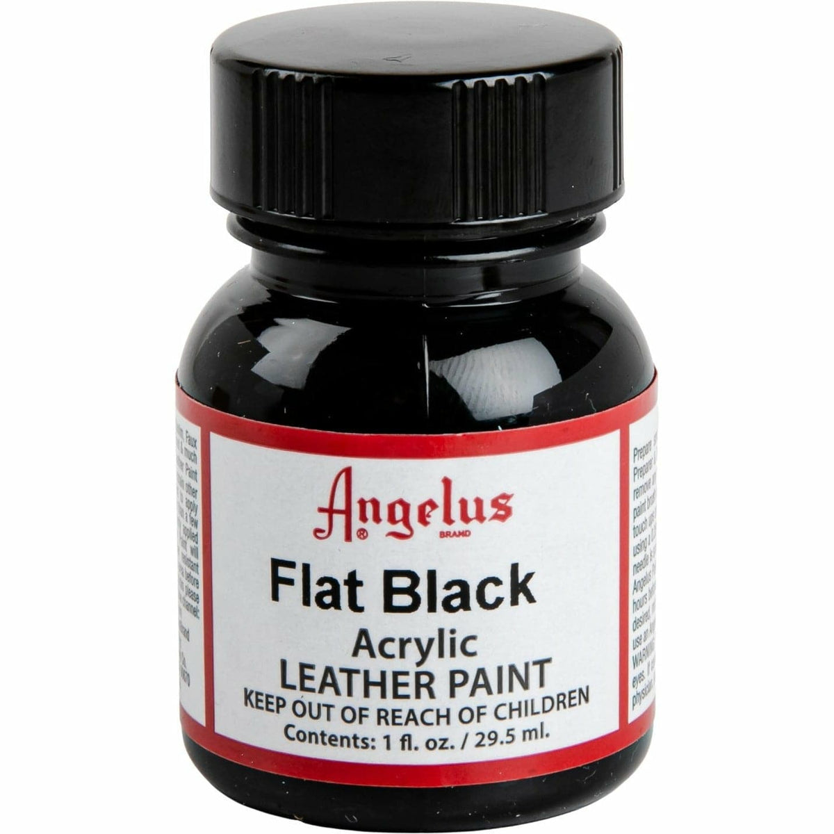 Black Angelus Acrylic Paint Flat Black #101 29Ml Use On Leather, Vinyl Or Fabric Leather Paints