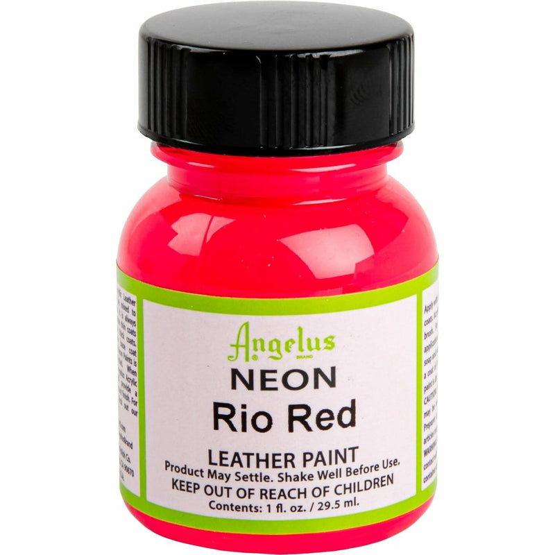 Red Angelus Neon Acrylic Paint Rio Red 29Ml Use On Leather, Vinyl Or Fabric Leather and Vinyl Paint