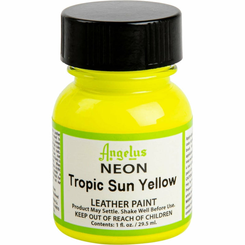 Yellow Angelus Neon Acrylic Paint Tropic Sun Yellow 29Ml Use On Leather, Vinyl Or Fabric Leather and Vinyl Paint