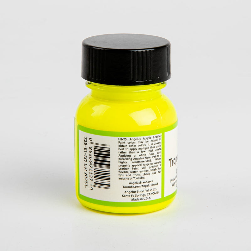Yellow Angelus Neon Acrylic Paint Tropic Sun Yellow 29Ml Use On Leather, Vinyl Or Fabric Leather and Vinyl Paint