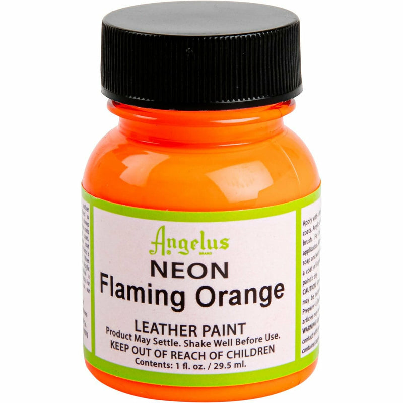 Dark Orange Angelus Neon Acrylic Paint Flaming Orange 29Ml Use On Leather, Vinyl Or Fabric Leather and Vinyl Paint