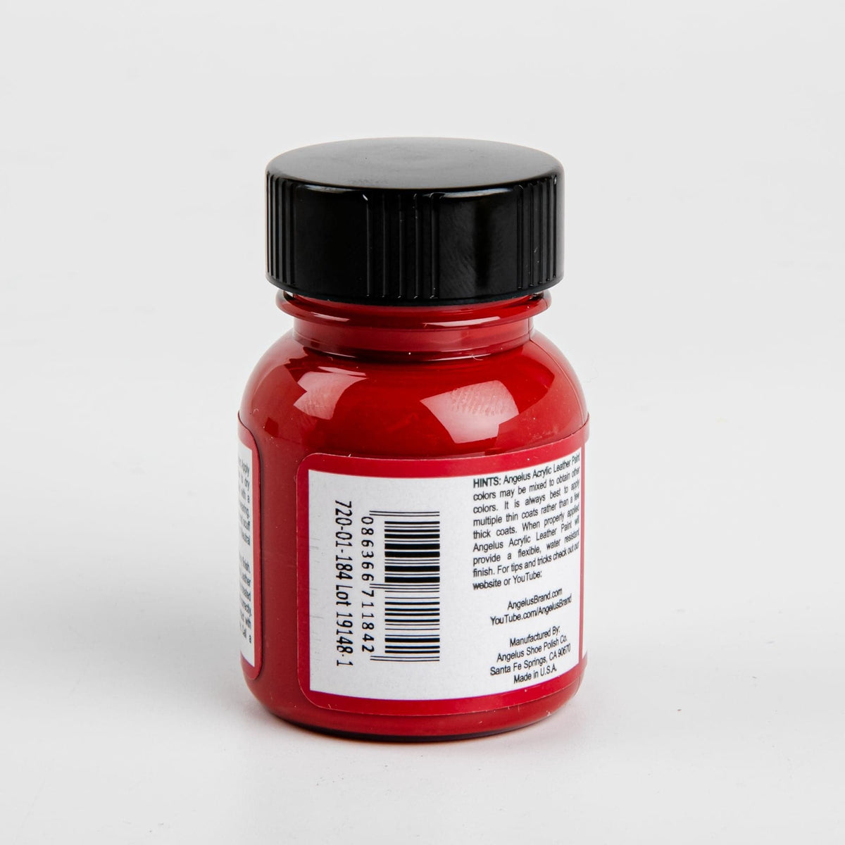 Firebrick Angelus Acrylic Paint Autumn Red #184 29Ml Use On Leather, Vinyl Or Fabric Leather Paints