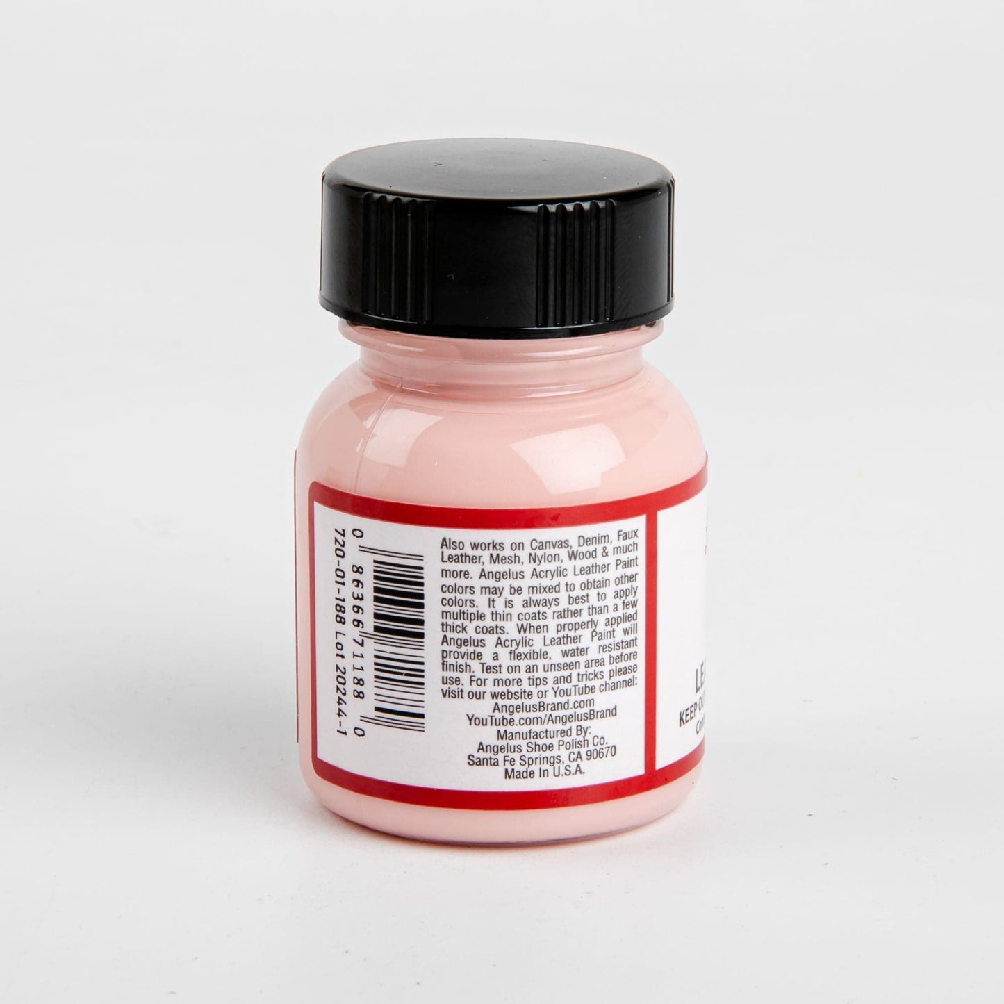Light Pink Angelus Acrylic Paint Pink #188 29Ml Use On Leather, Vinyl Or Fabric Leather Paints