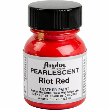 Red Angelus Pearlescent Acrylic Paint Riot Red #451 29Ml Use On Leather, Vinyl Or Fabric Leather Paints