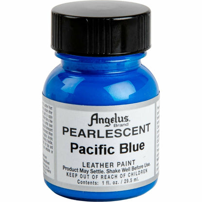Medium Blue Angelus Pearlescent Acrylic Paint Pacific Blue #452 29Ml Use On Leather, Vinyl Or Fabric Leather Paints